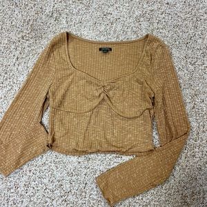 Large Wild Fable Lightweight Taupe Top with Bustier/Corset Detail